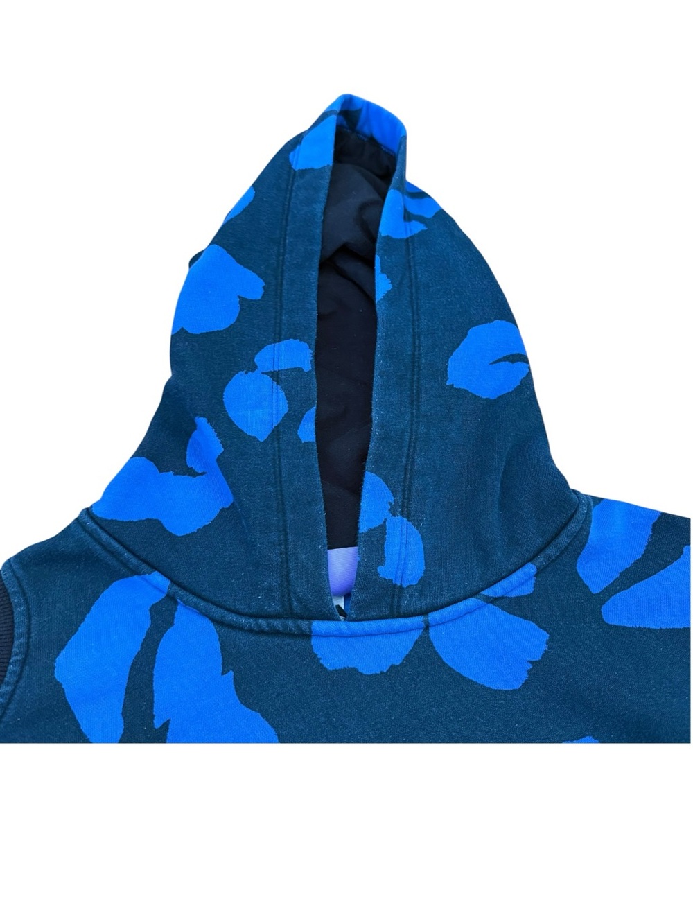 Future Collective Floral Blue Cut Out Hoodie Women's Size Large Cold Shoulder - Picture 4 of 10